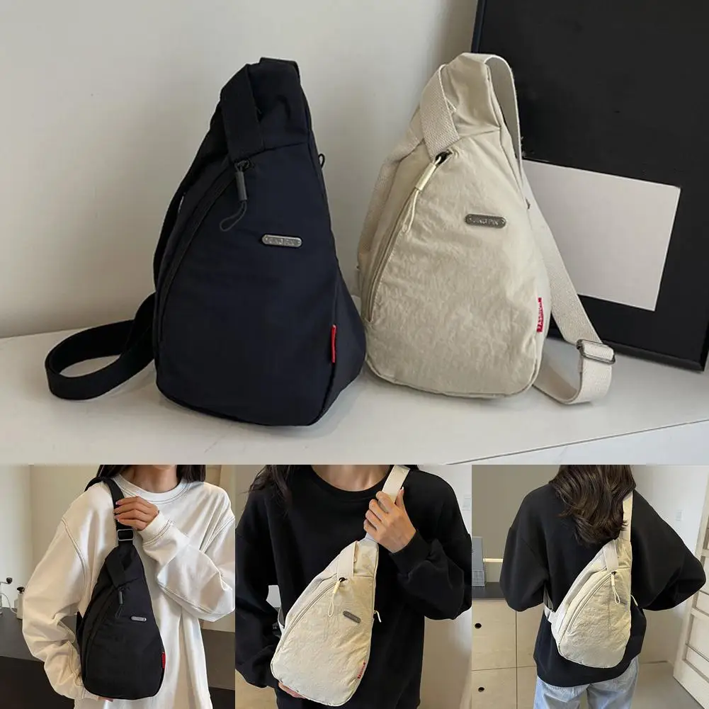 Bolso de pecho para hombre y mujer, bolso cruzado de un solo hombro, gran capacidad, para deportes al aire libre, bolso de hombro pequeño informal a la moda K1Q2