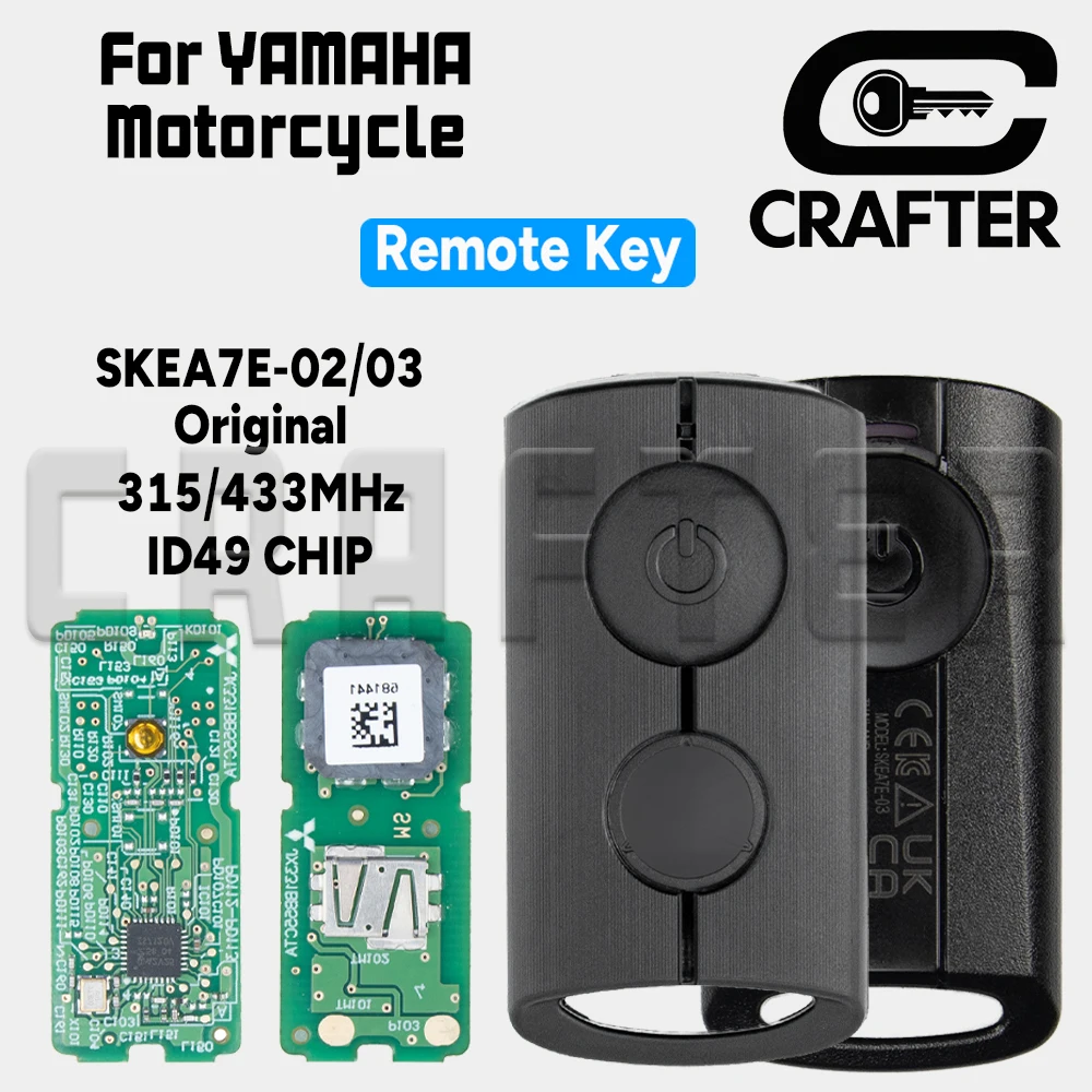 

Key Crafters SKEA7E-02/03 ID49 315/433MHz Original Yamaha Motorcycle Remote Key For YAMAHA XMAX XMAX300 NVX NVX155 AEROX JAUNS