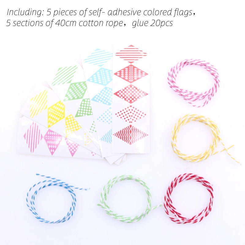 5Pcs Mini Triangle Flag Miniature Scene Doll House Festival Party Small Paper Flag Cake Colored Flag Courtyard Decor Accessories