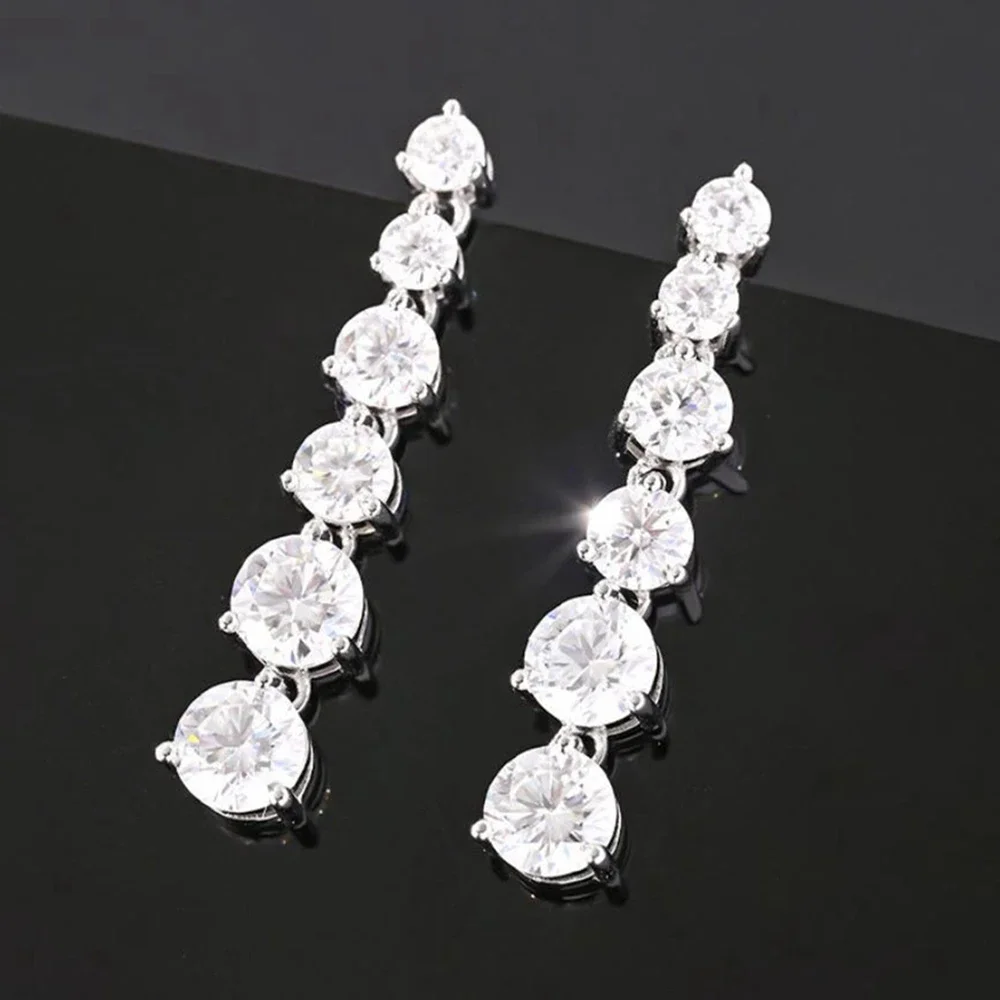 Yaranyan Sparkling 925 Sterling Silver VVS1 3EX D Color Real Moissanite Diamond Tassel Drop Earrings Fine Jewelry Wholesale