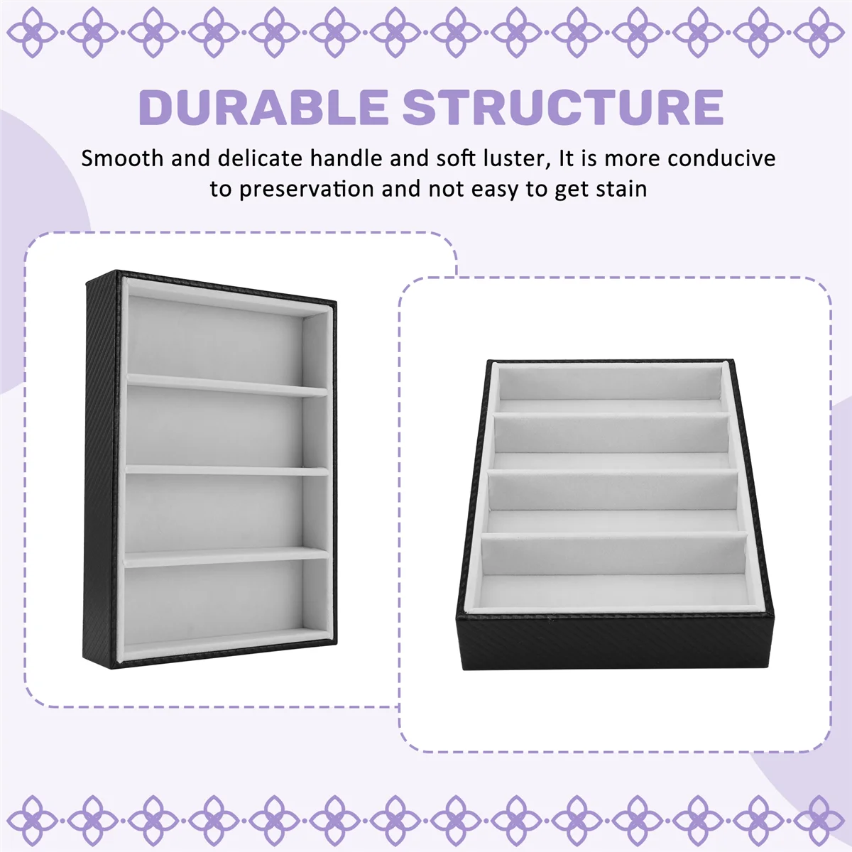 A24P Sunglasses Display Glasses Cases 4 Grids Sunglasses Display Box Glasses Display Jewelry Organizer Tray - Black