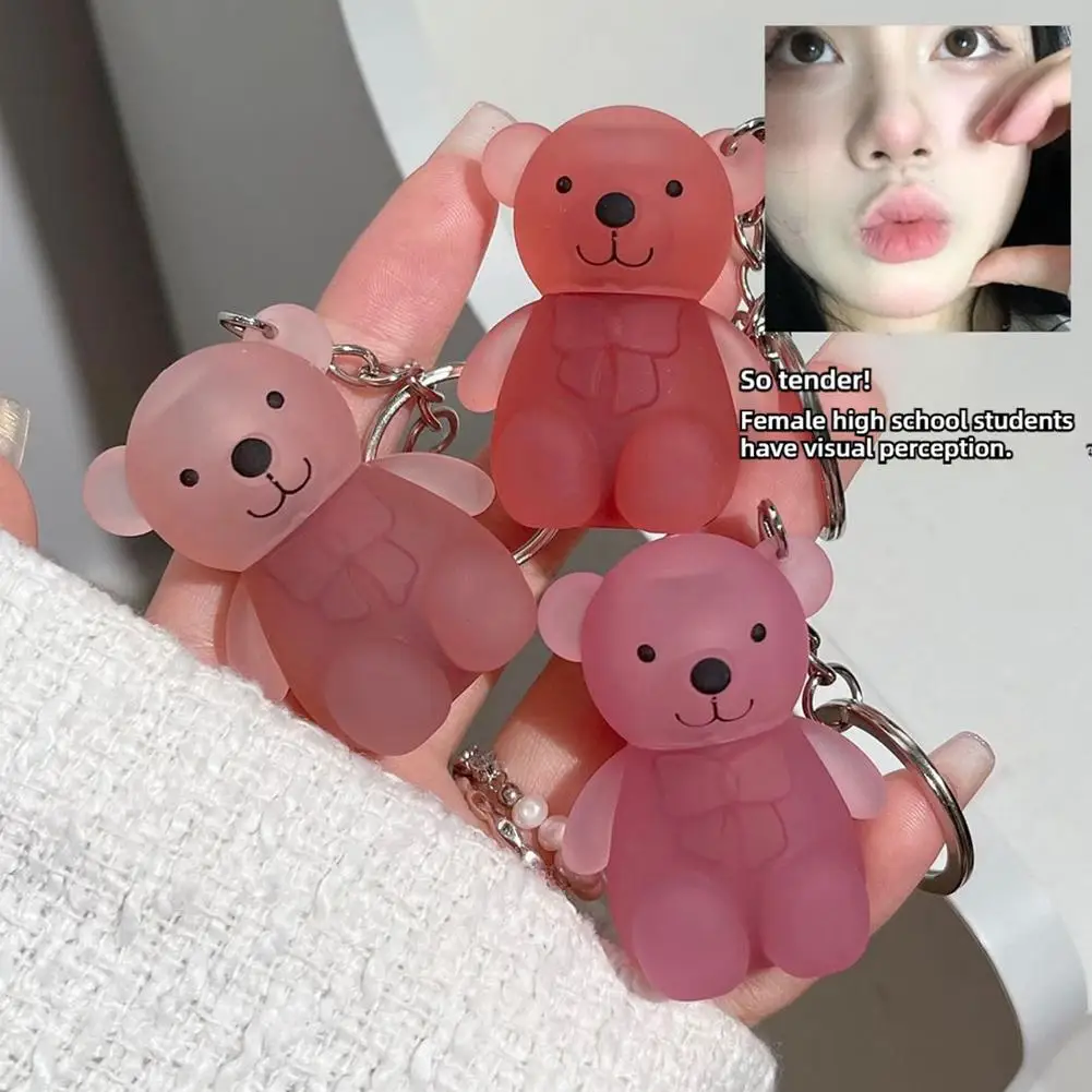 Schattige beer sleutelhanger lip modder mat fluwelen mousse grijs Koreaanse roze lippenstift cosmetische beker lipgloss blijvende lange non-stick water I0H9