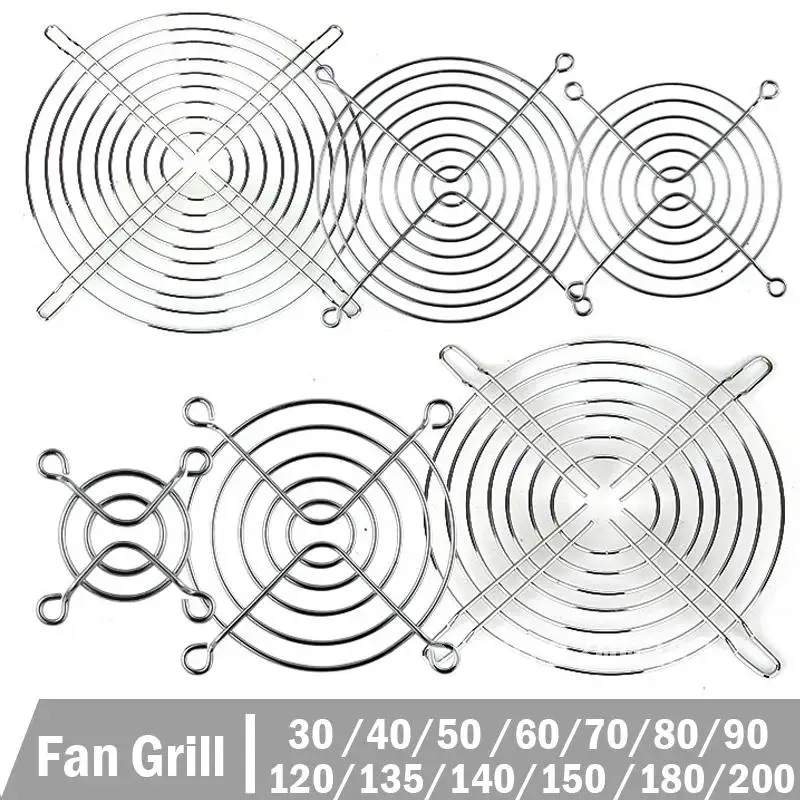 5 Pcs Cooling Case Fan Computer Fan Grill Metal Wire Finger Guard 30/40/50/60/70/80/90/120/135/140/150/170/200mm Metal fan Grill