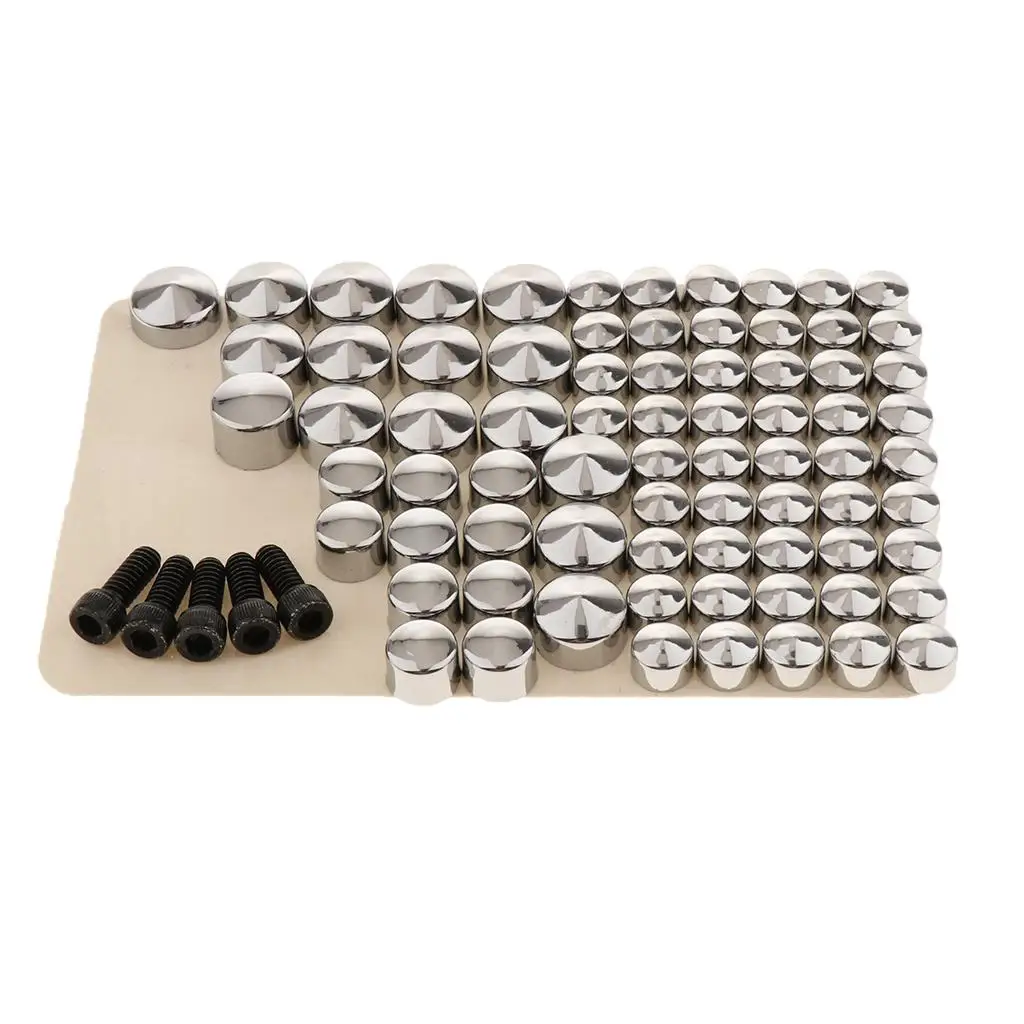 

80 Sets Durable Motorcycle CNC Aluminum Bolt Toppers Caps Screw for FLT/FLH Quality Chrome Bolt Toppers