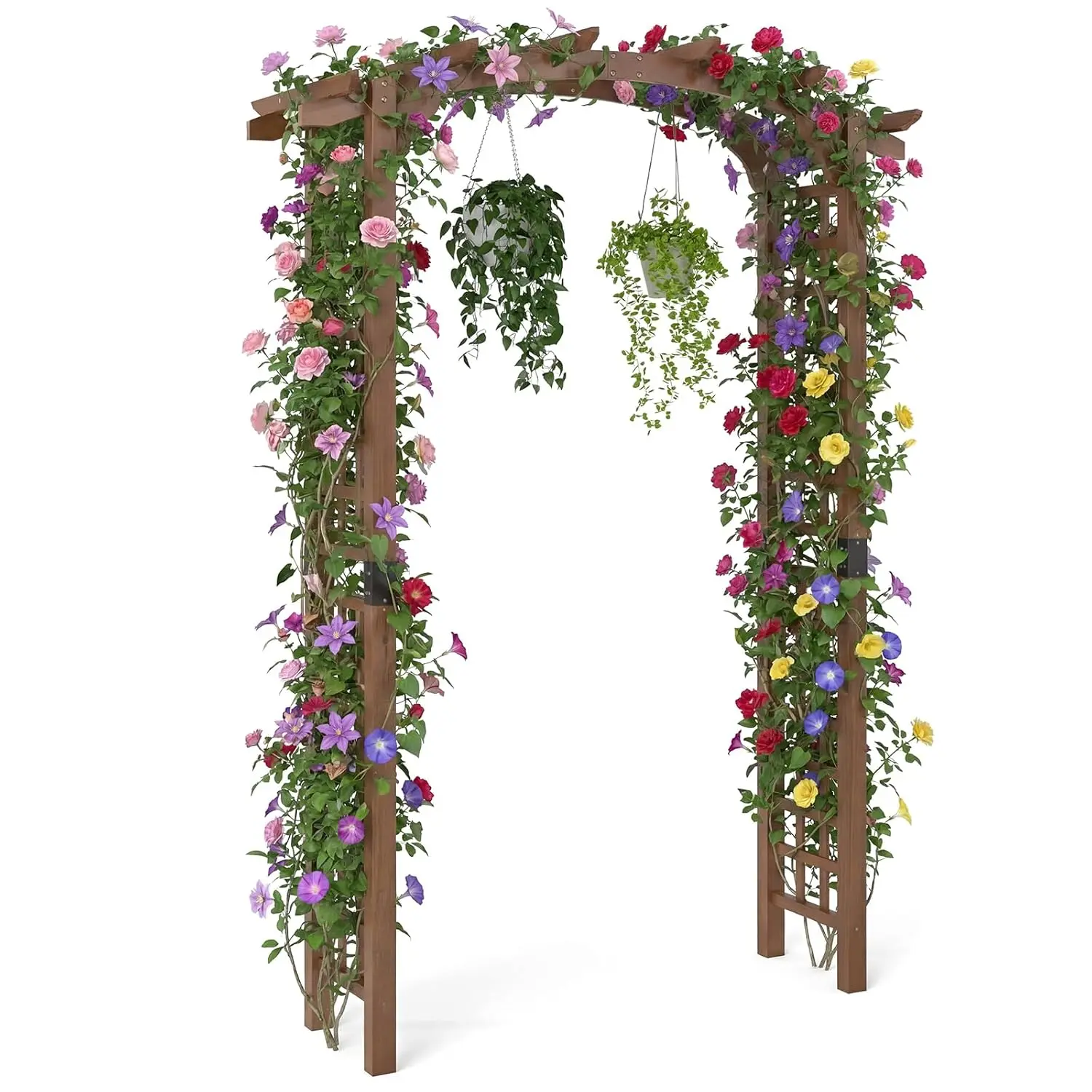 7.5FT Wooden Garden Arbor Trellis Wedding Arch Pergola for Climbing Plants Pathway Yard Decor 63''W x 90''H, Customized
