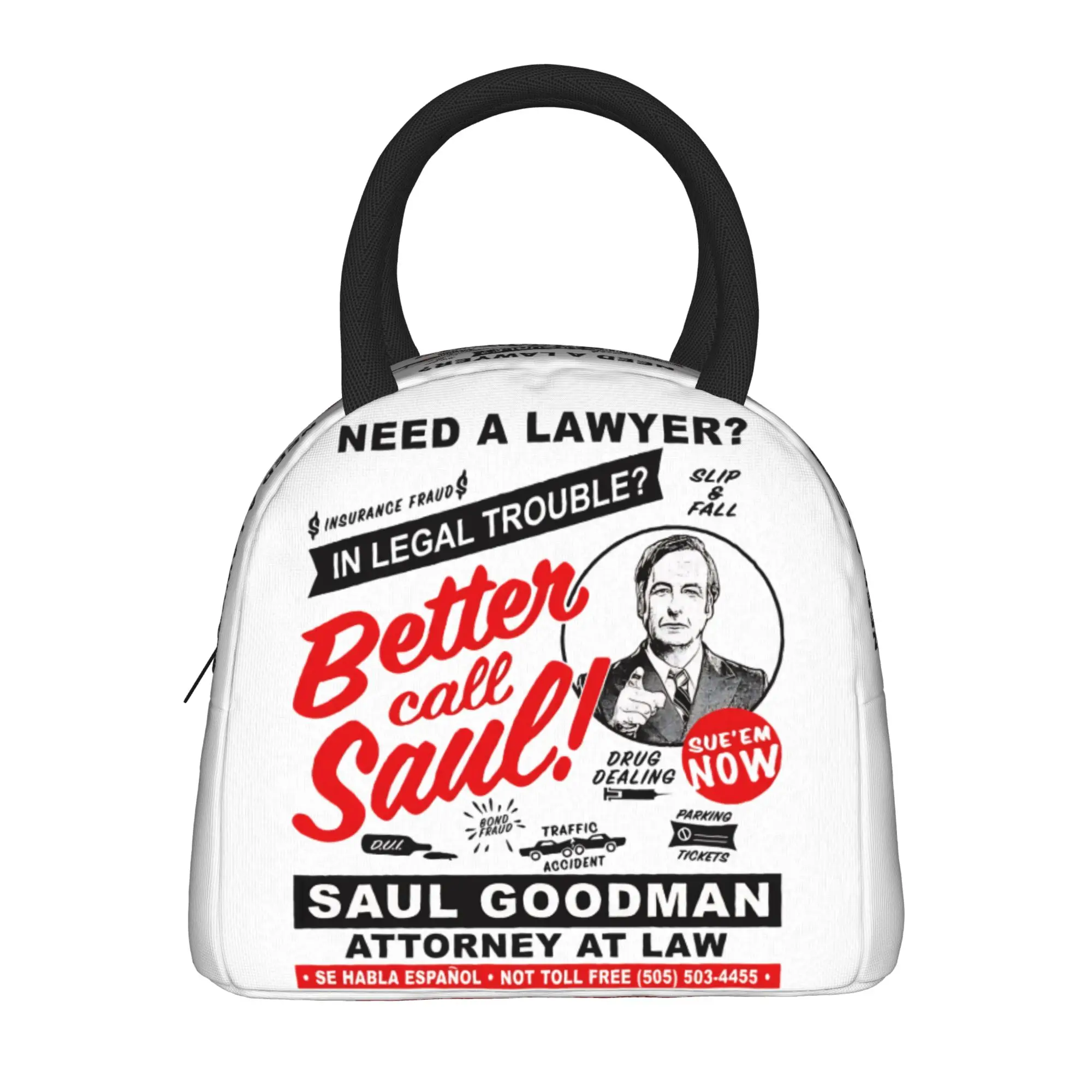 Sac à déjeuner Breaking Bad Need A Lawyer Then Call Saul, boîte à lunch scolaire, sac fourre-tout décontracté unisexe, sacs alimentaires, sac isotherme Oxford