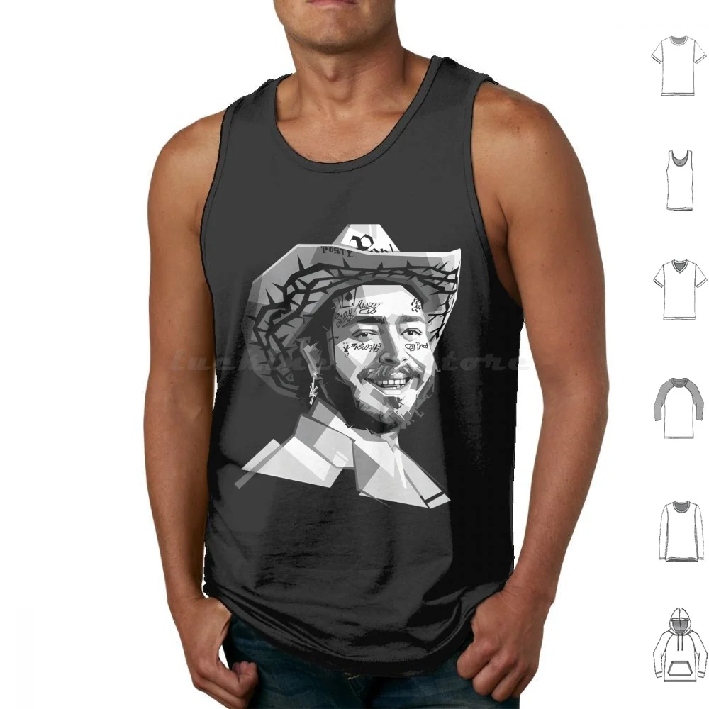 American Rapper Black And White Tank Tops Vest Sleeveless Austin Richard Post Rapper Guitarist Hiphop Bootleg Parody
