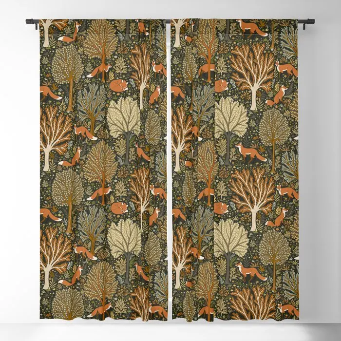 Woodland Fox Blackout Curtains 3D Print Window Curtains For Bedroom Living Room Decor Window Treatments