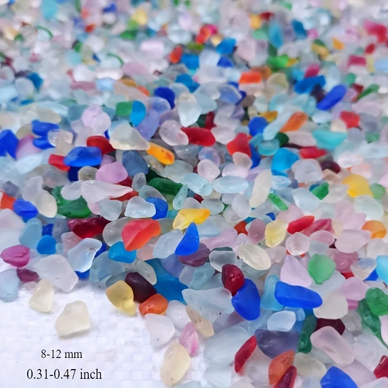 100/200 Grams of Glass Mosaic Material, Frosted Surface Sea Glass Fragments with a Diameter of 8~12mm, Suitable for Fish Tank Landscaping, Mosaic DIY Creations, Home Decoration, Mosaic Inlay Art, and Jewelry Pendant Ma
