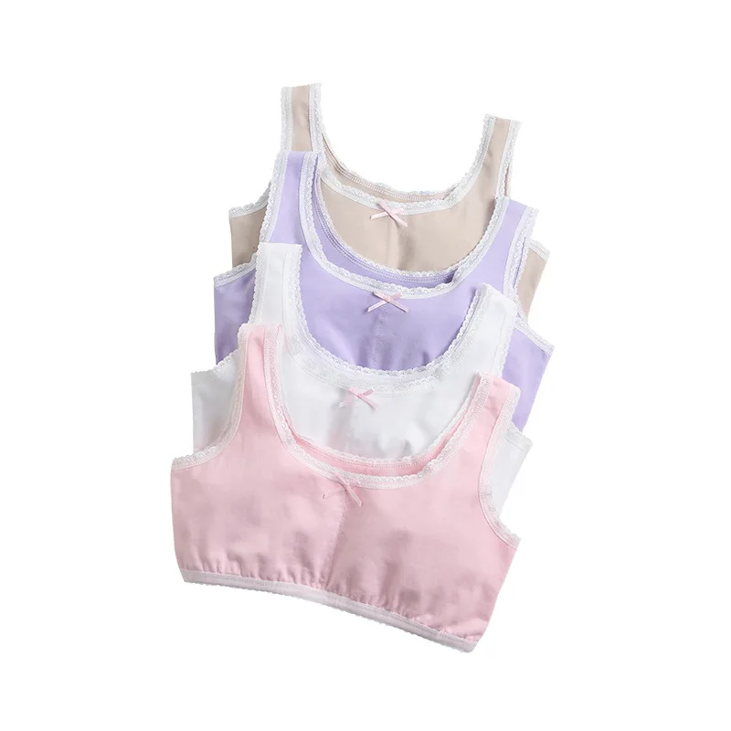 

Growing Girl's Breathable Cotton Top Bra Underwear Cute Print Kids Growing under Shirts Size 130-160 for Big Girls
