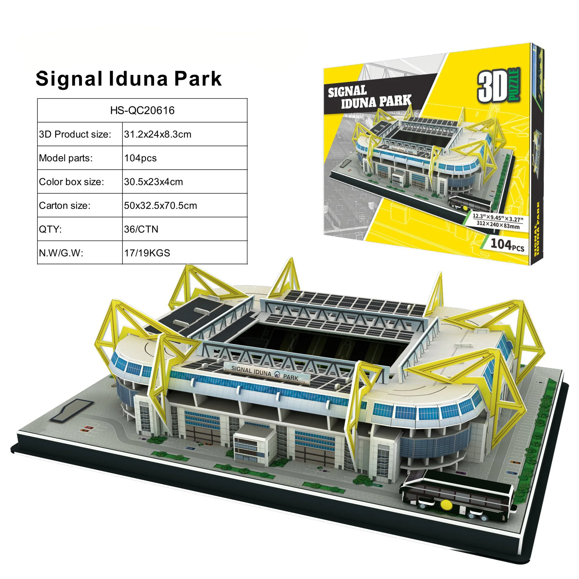 3D Jigsaw Pattern Signal iduna Park Football Stadium of Manchester United Baby Toys Paper Puzzle Big Size SZ