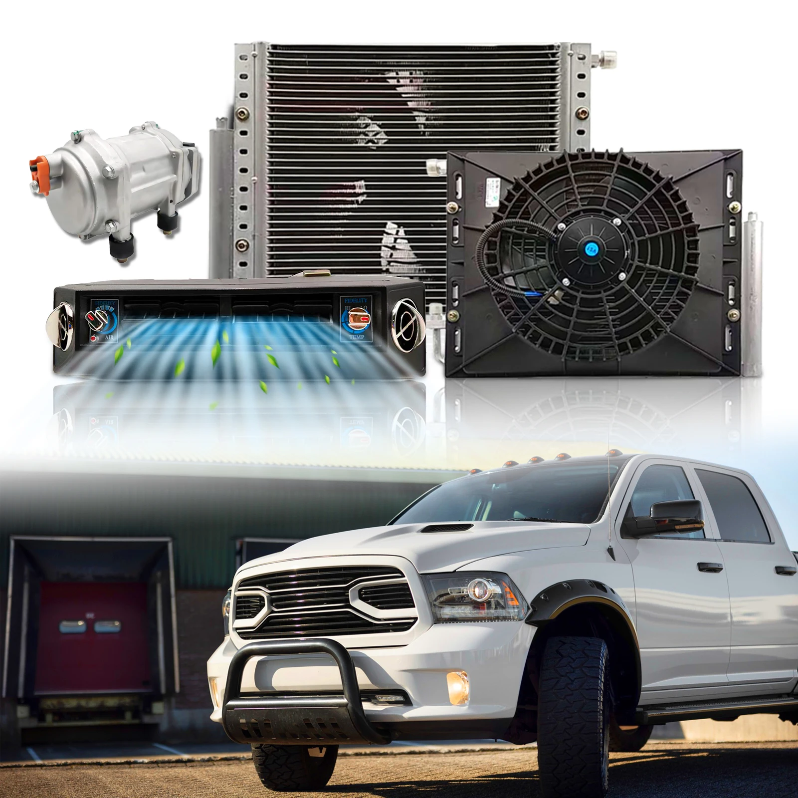 Treeligo 12V Cooling&Heat Air conditioner Underdash A/C Unit Kit Air Conditioning For Universal Truck Cab Bus