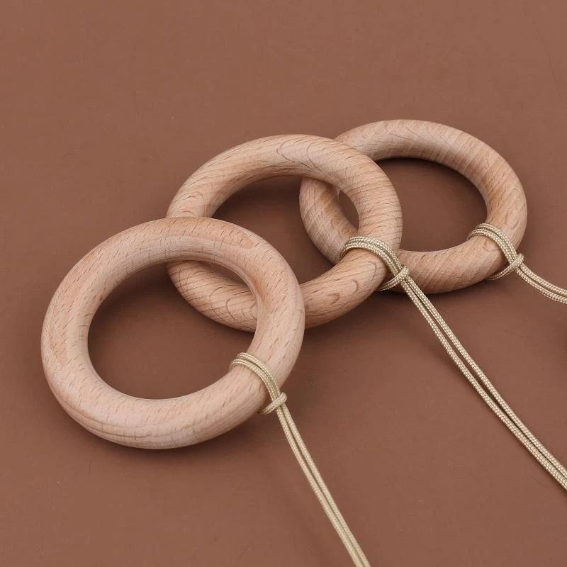 J15U صالة الألعاب الرياضية للأطفال الإطار المعلقات حلقة خشبية سيليكون الخرز عضاضة عربة حشرجة الموت الرضع حديثي الولادة التسنين #4