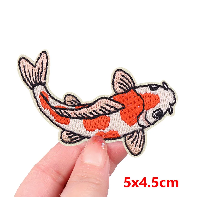 Sun Moon Wave Van Gogh Patches for Clothing Ocean Dolphin Cute Lucky Fish Iron on Patches Outdoor Embroidery Patches On Clothes view 4