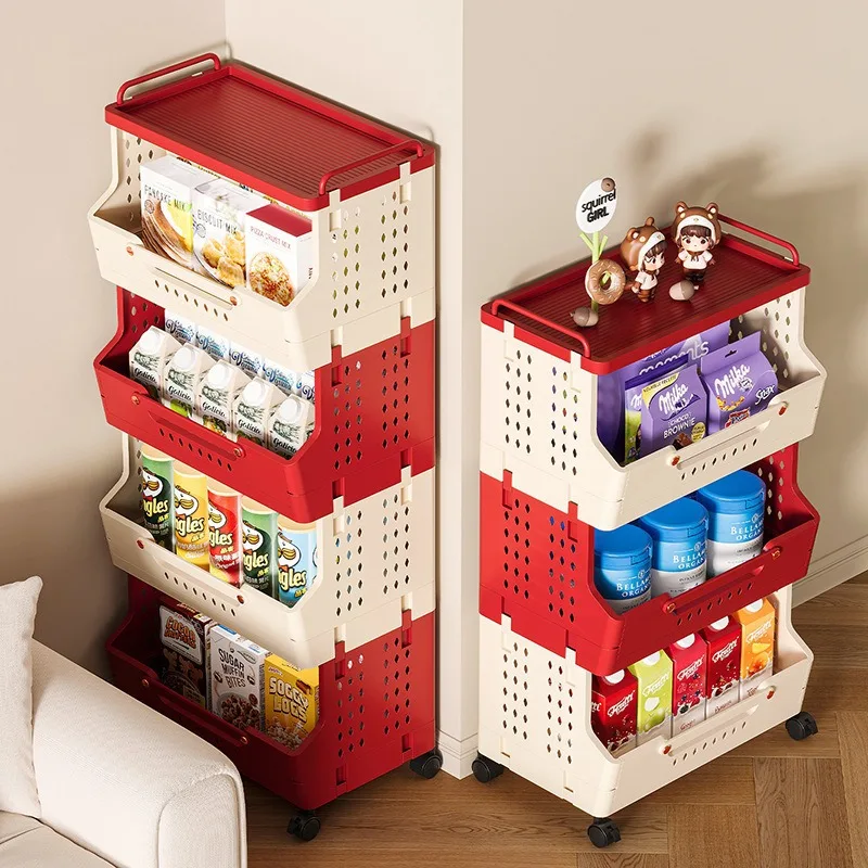 Dopamine Style Multi-layer Storage Rack Home Living Room Snacks Drinks Toy Books Organizer Cart Wheelchair Foldable