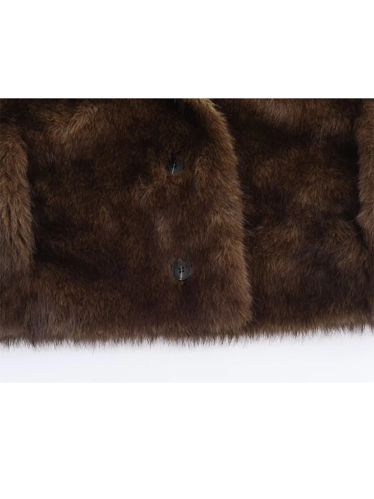 เสื้อแจ็คเก็ตผู้หญิง HH แบบกลับด้านได้ ลายขนสัตว์เทียม ปกเสื้อแบบปกเชิ้ต ติดกระดุมแถวเดียว มีกระเป๋า แขนยาว อุ่นสบาย สไตล์ลำลอง เท่ห์ ทันสมัย เหมาะสำหรับใส่เดินเล่น