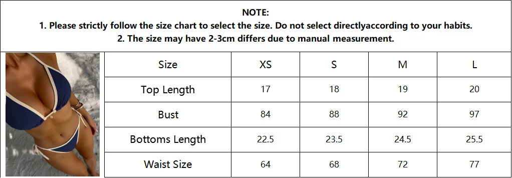 2026 New Women Sexy Bikini Set Contrast Binding Trim Tie Side Split Swimsuit With Pendant Decor Beach Bathing Suit