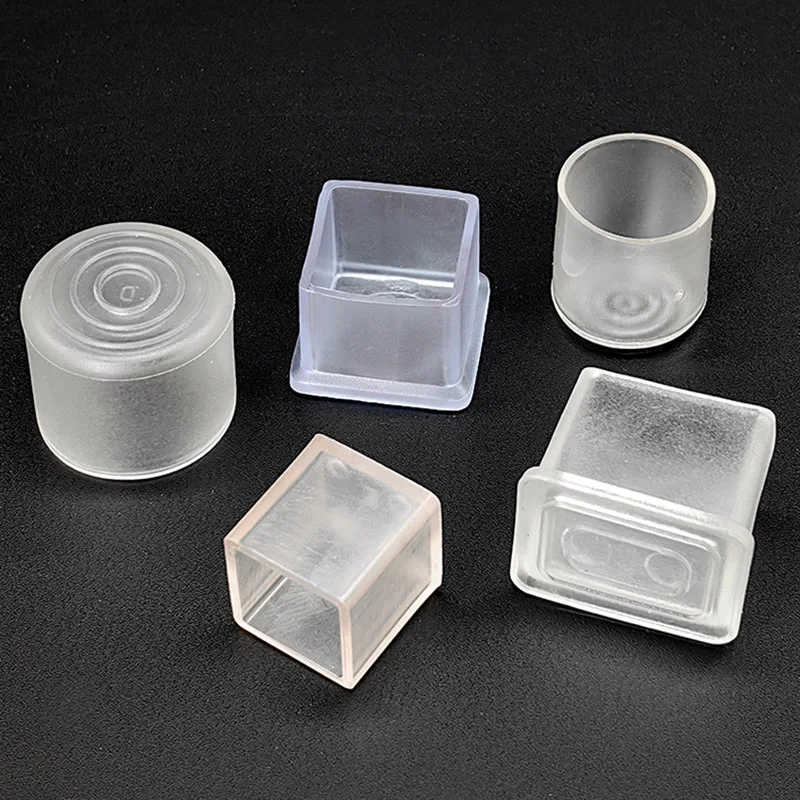 1/4/10pcs Transparent Round Square Elliptic PVC Soft Rubber Pipe Sleeve Tube Cap Table Chair Foot Protect Cover 10 12 14 16-60mm
