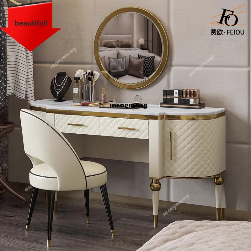 

B53 European Jewelry Vanity Table Luxury Mid Century Bedroom White Dressing Table Mirror Desk Chair Penteadeira Trendy Furniture