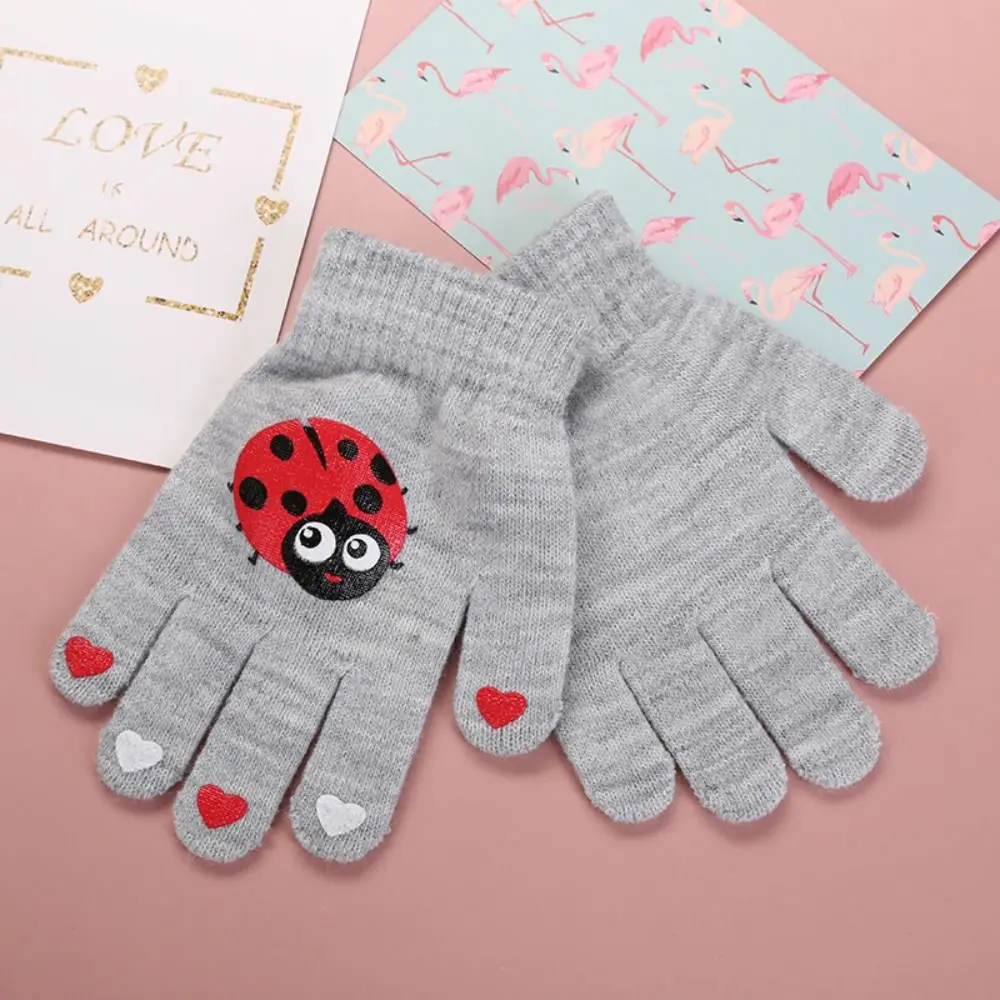 

Утепленные детские вязаные перчатки с героями мультфильмов, теплые ветрозащитные перчатки с полным пальцем, зимние перчатки с рисунком животного