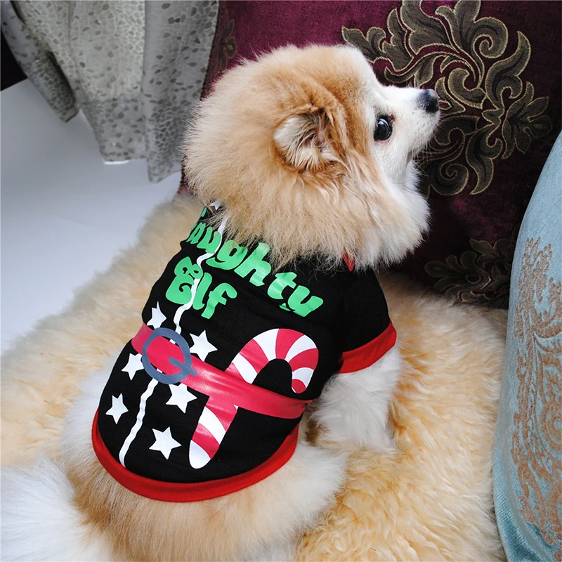 Ropa navideña para perros, ropa para mascotas, disfraz para perros pequeños y medianos, muñeco de nieve de dibujos animados, ropa estampada para mascotas de Papá Noel
