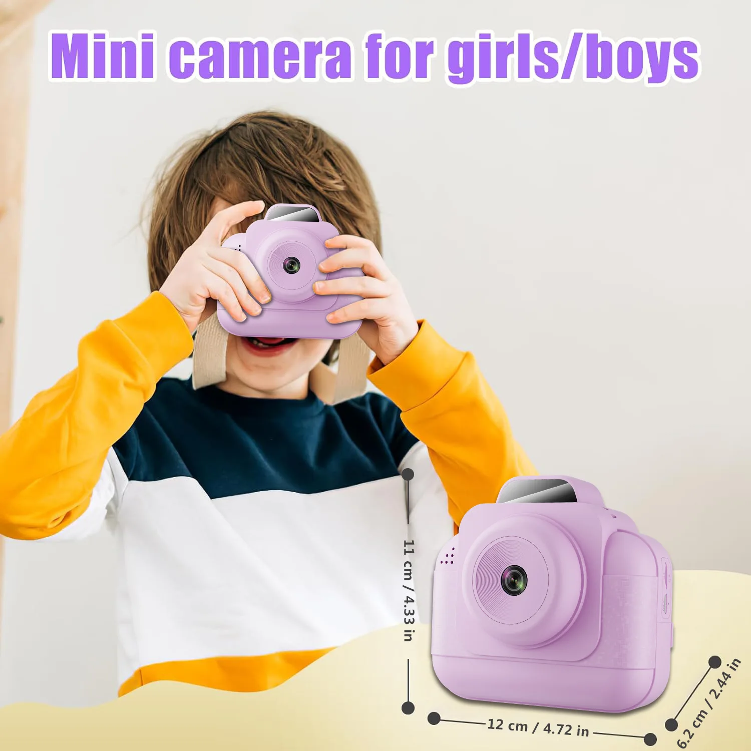 Foto portatile per bambini, fotocamera di stampa, videocamera digitale ad alta definizione regalo per ragazzi e ragazze, fotocamera giocattolo, supporto per memoria TF