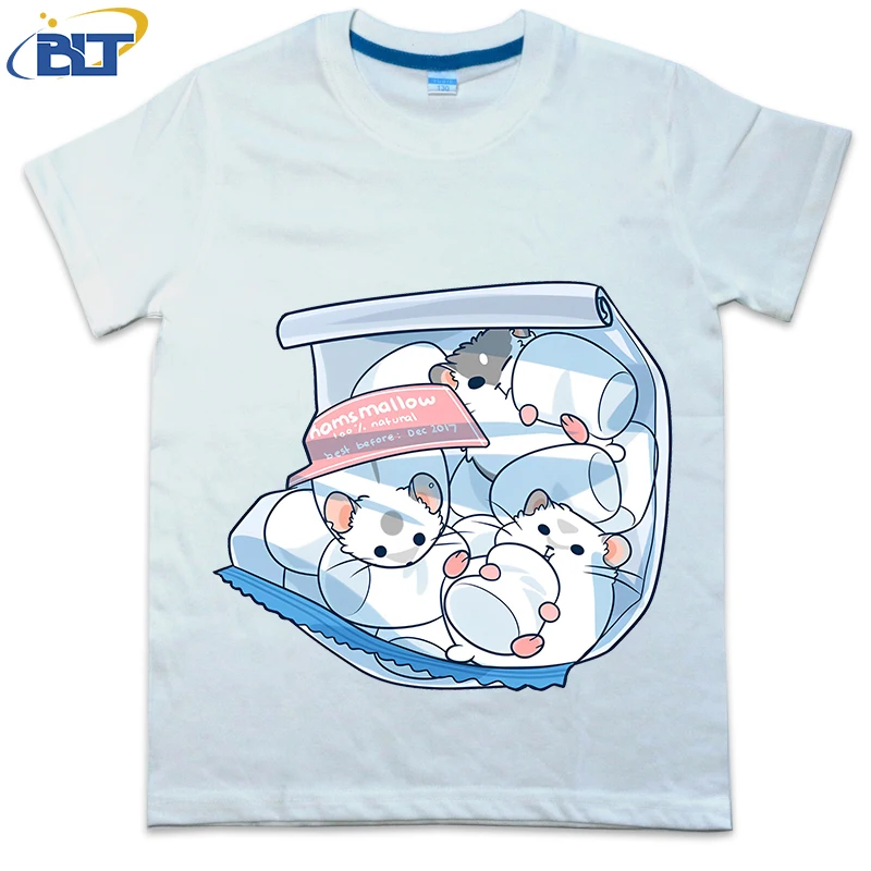 

Hamsmallow printed kids T-shirt summer cotton short-sleeved casual tops for boys and girls