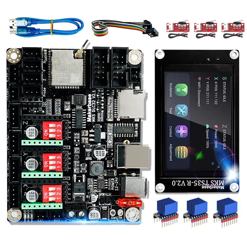 Makerbase MKS DLC32 V2.1 32bits Motherboard Offline Controller WIFI TFT Touch Screen TS24/TS35-R For Laser Engraving Machine view 3