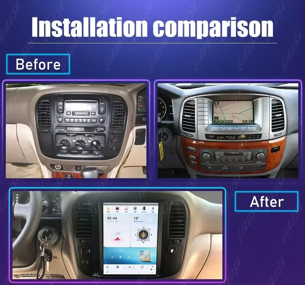 Car Radio For Toyota Land Cruiser 100 LC100 1998 1999 -2002 Carplay Android Auto Automotive Multimedia Bluetooth Built-in DSP