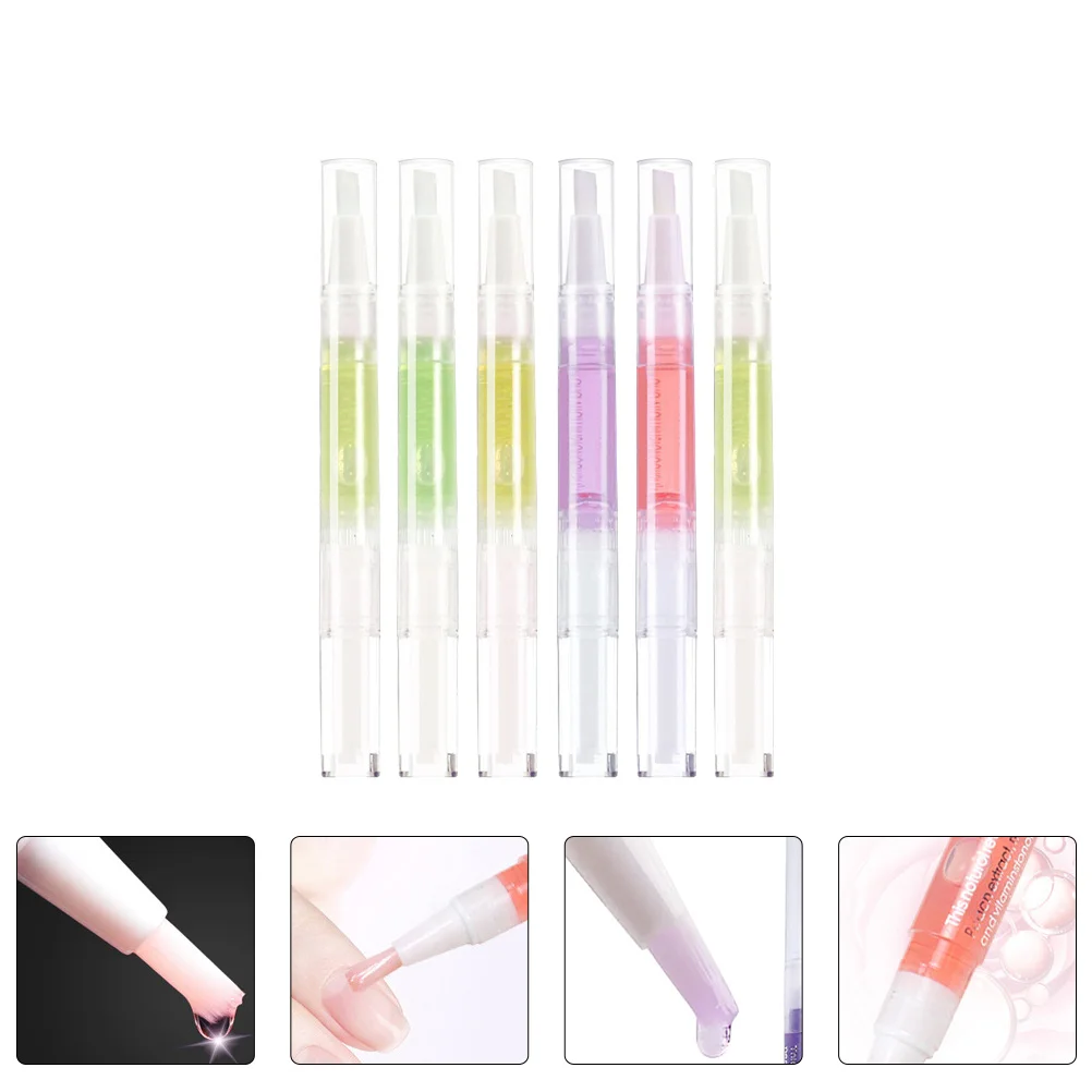 6 Pcs Cuticle Revitalizer Oil Pen Plant Extracts Nourishing Care Manicure Essential Repair Hydrate Nail Treatment Beauty Salon