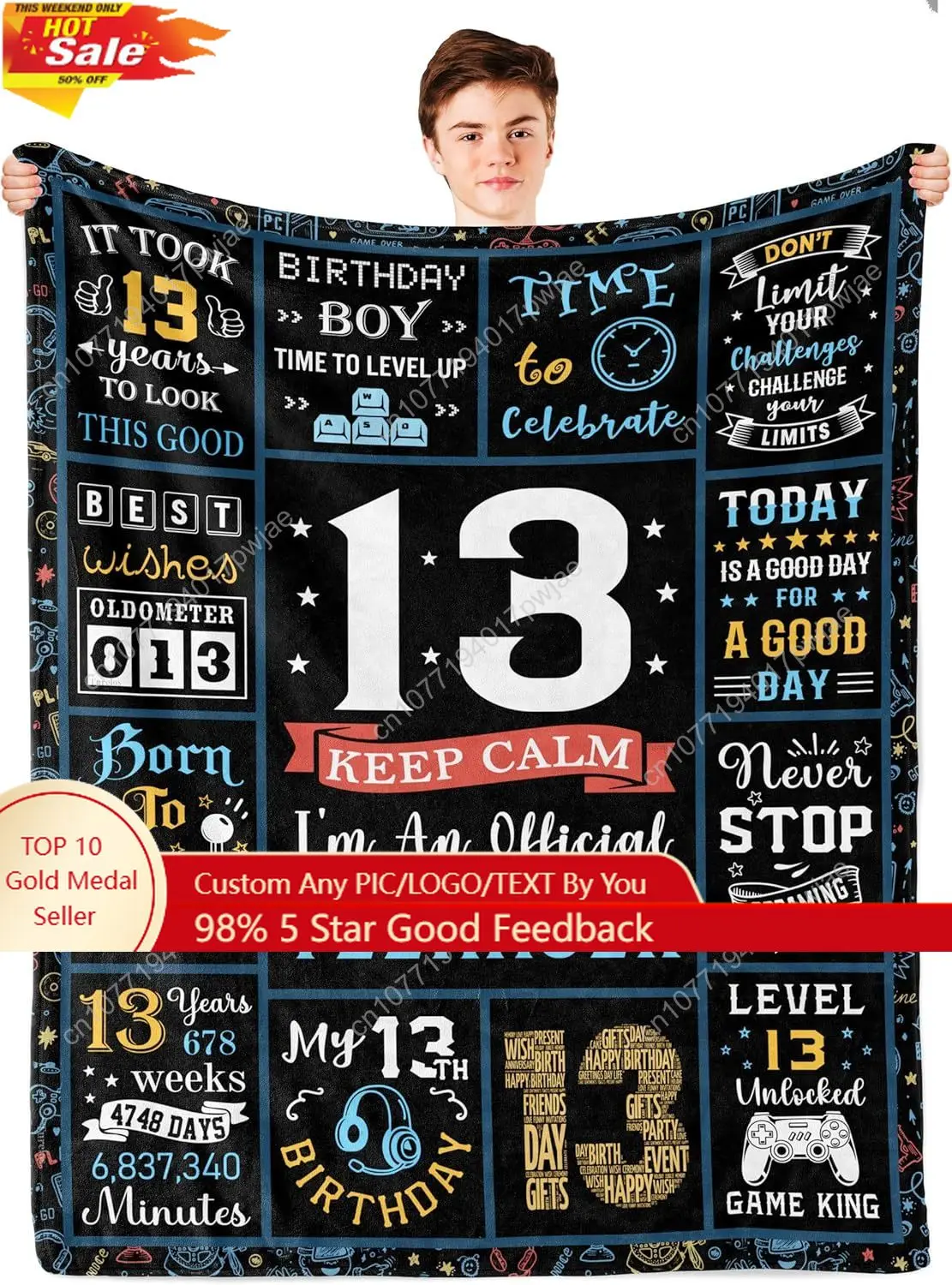 

13 Year Old Boy Gifts 13th Birthday Gifts for Boys Blanket Coolest Presents for 13 Year Old Boy Custom blankets