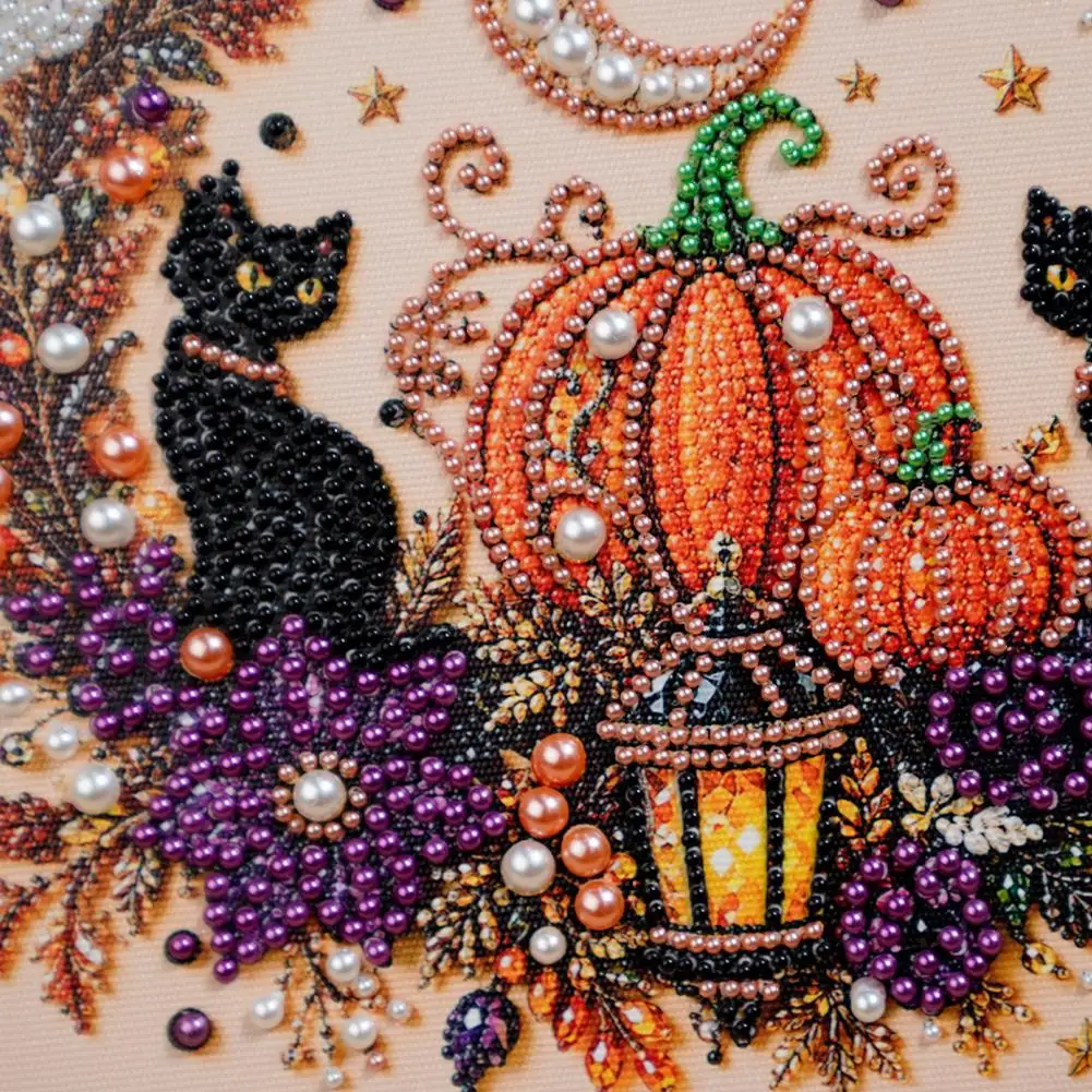 Halloween Ghost Pearl Art Kit for Adults DIY Pearl Painting Craft Kit Beginner Friendly Halloween Pearl Diamond Art Wall Decor