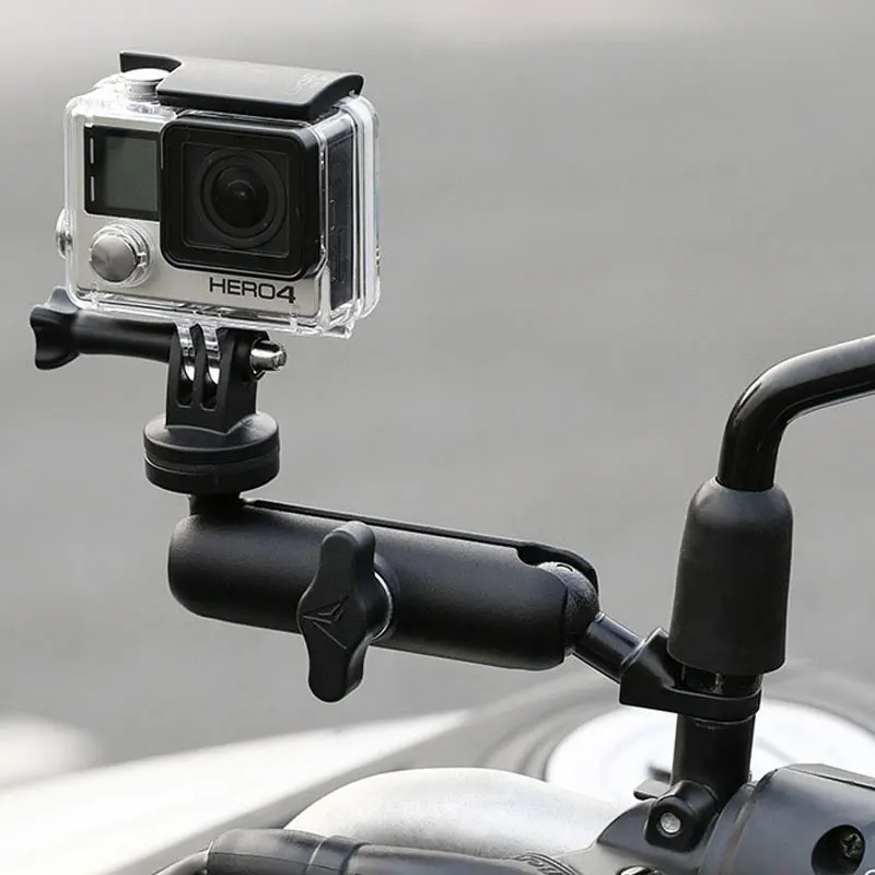 360 obrotowa motocykl motor statyw lusterko kierownicy uchwyt mocujący dla kamery sportowe akcesoriów Hero8/7/6/5/4/3 +