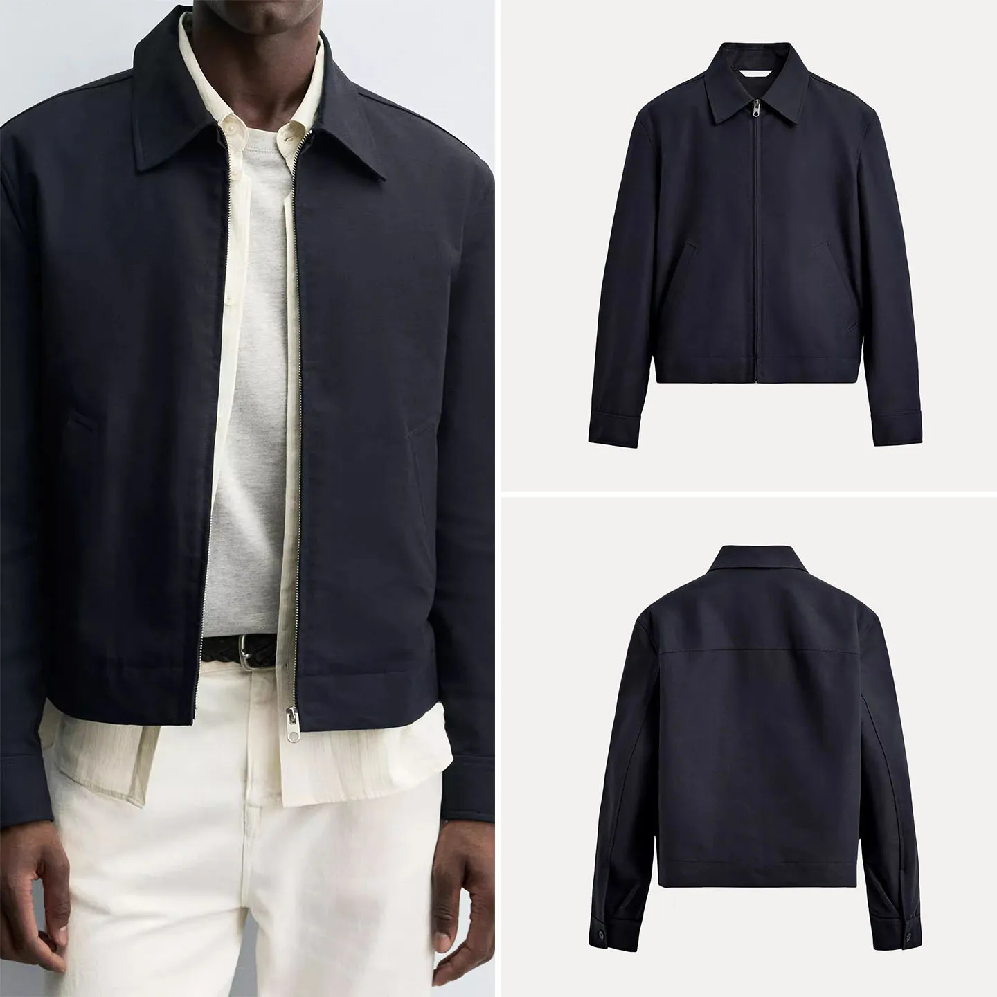 

Faionable ort Cotton Blend Long Sve Collared Jaet for Men Autumn 2025 Casual Sle Zipper Closure Youth Outerwear