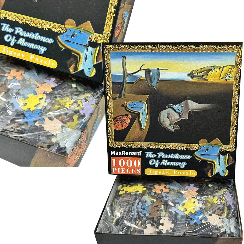 1000 Pieces of Clock Puzzle  + Puzzle Preservation Set 6 Large Size Adhesive Stickers and 2 PET Hooks