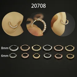 1PC 20G 0.8mm*6mm 8mm Vintage Ear Piercing Earring Zircon Nasal Septum Nostril Ring Cartilage Hoop Piercing Fashion Body Jewelry