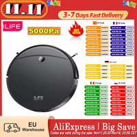 Ilife V10 Robot Vacuum Cleaner 5000Pa Suction 120Min Runtime Gyro Navigation Self-Charging 2.4g Wifi App