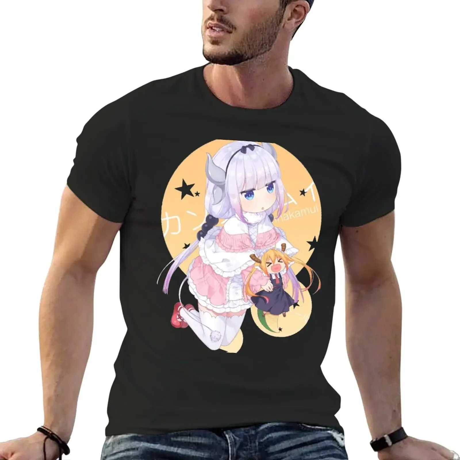 

Kanna Kamui T-Shirt blacks animal prinfor boys anime clothes vintage graphic tee mens clothing