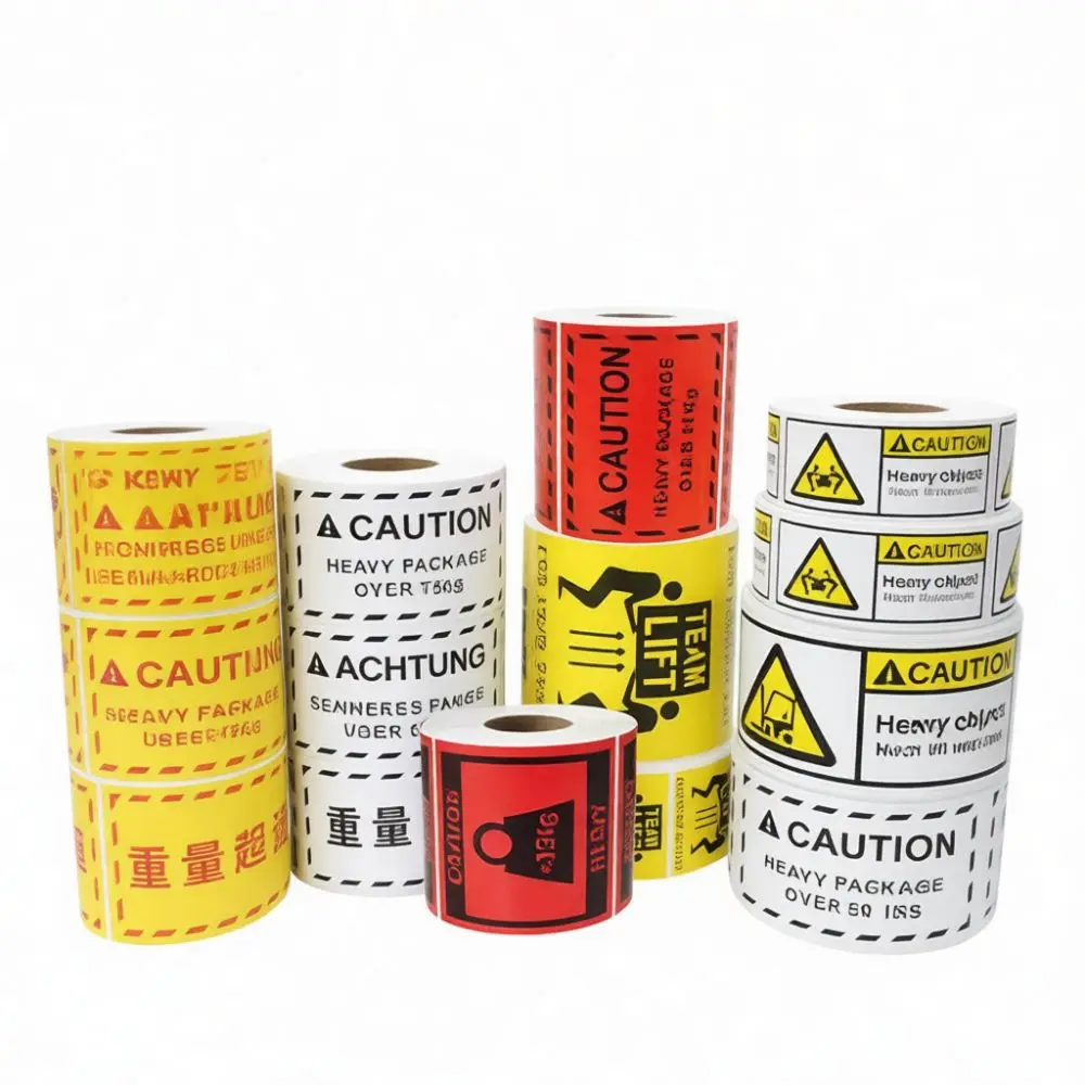 Heavy Duty Caution Sticker Warning Label Shipping Adhesive Logistics Warehouse Transport Handling Safety Supply Mark