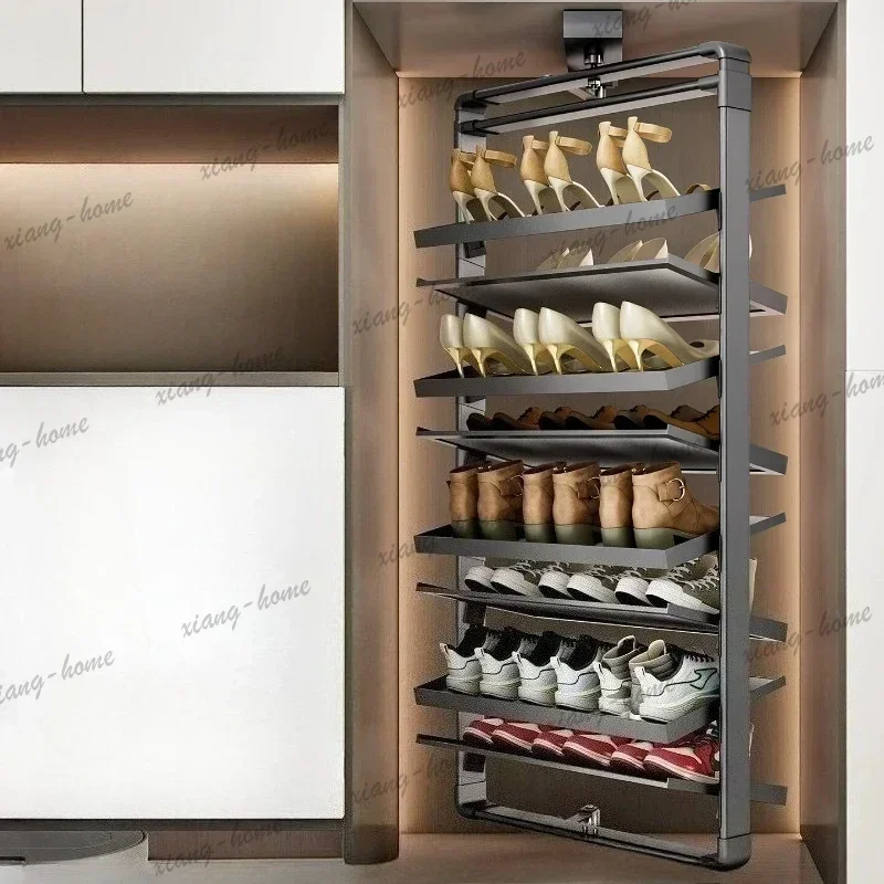 LJY Shoes Organizer Built In Multi Layer Ultra Thin Storage Shoerack Shelf 360 Degree Rotating Shoe Rack Household Multi Functio