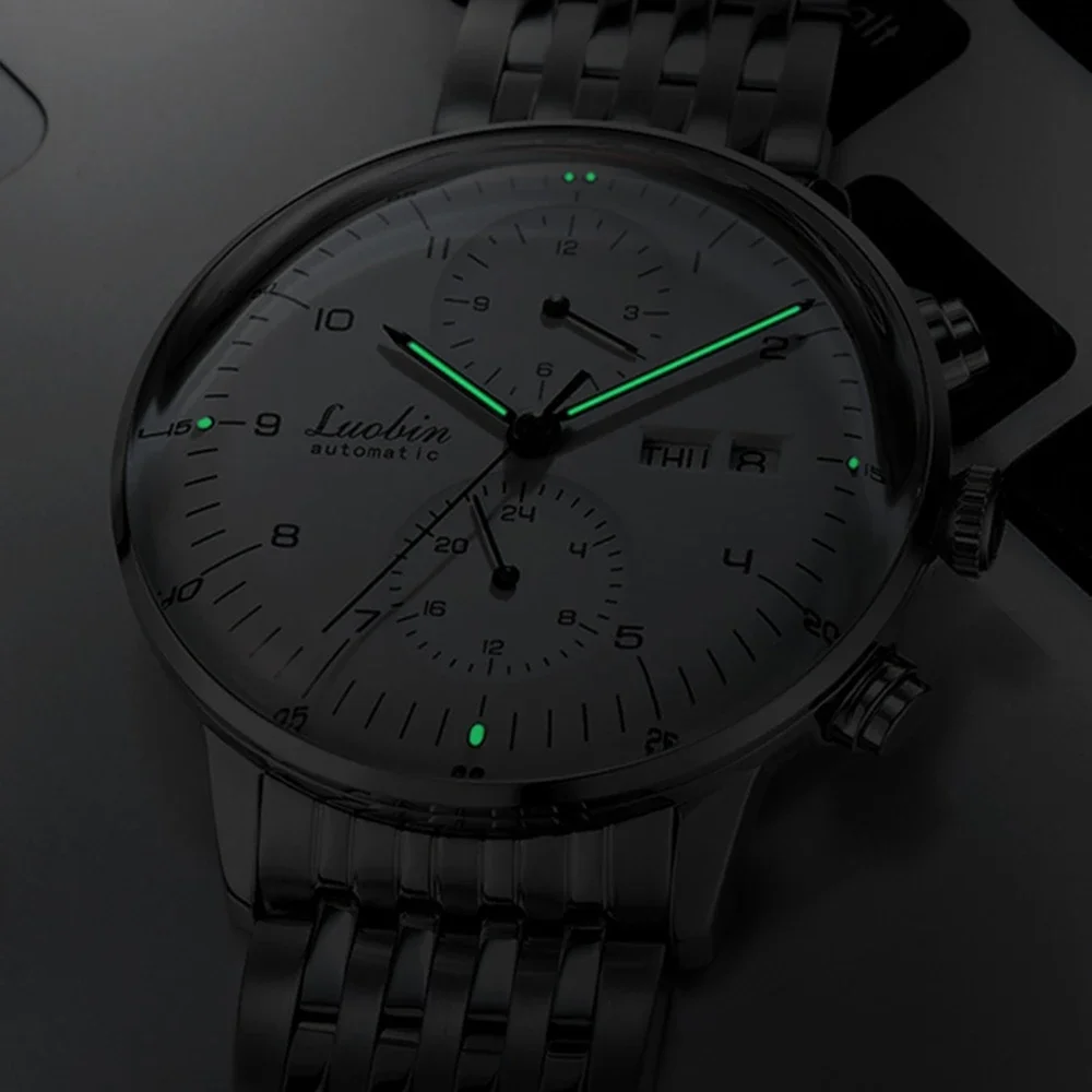 Reloj Mecánico De acero inoxidable para Hombre, cronógrafo De pulsera automático, luminoso, De diseño, a la moda, para negocios, nuevo, 2023