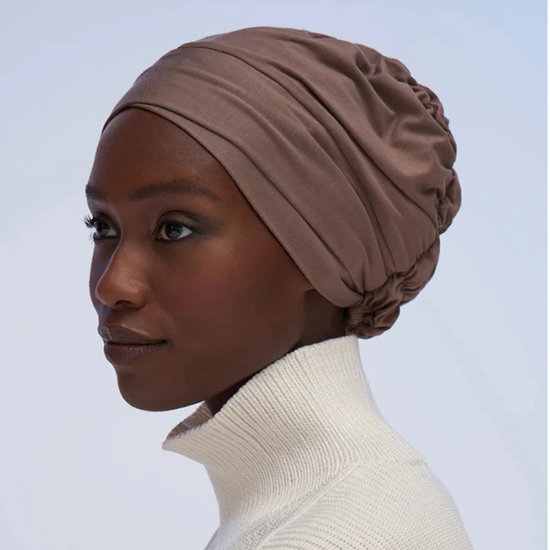 Trendy Muslim Elastic Turban Cap Solid Color Women Hijabs Islamic Head Scarf Ladies Head Wrap Cover Hijab Scarf