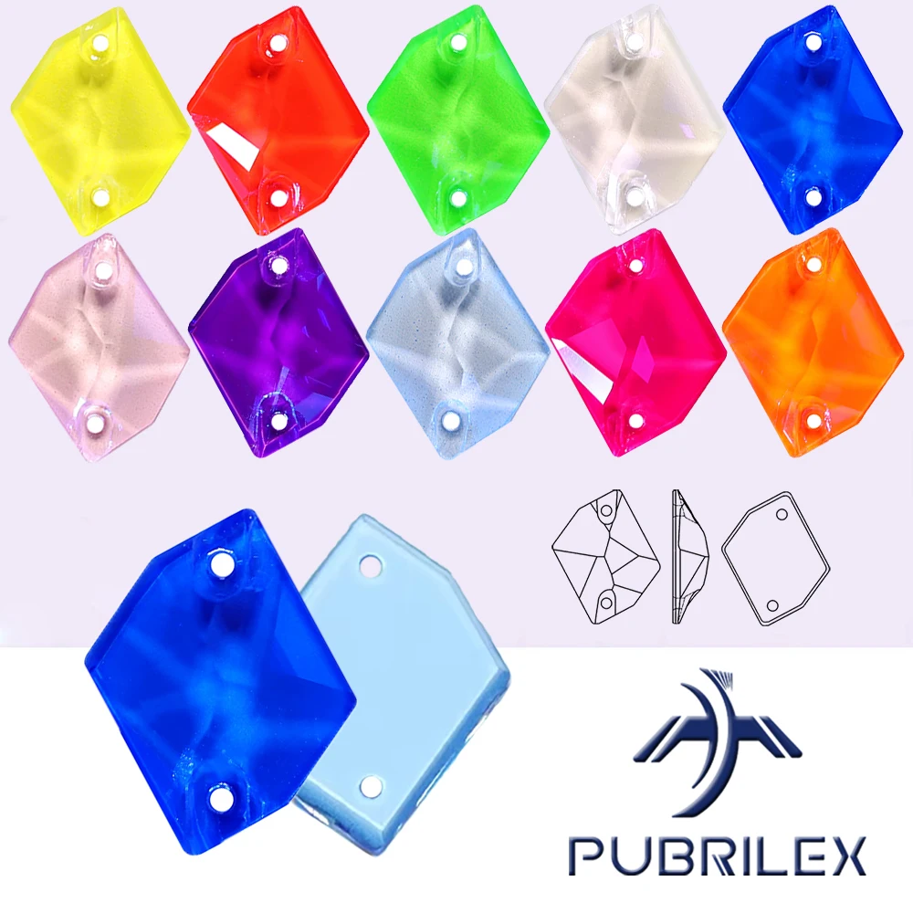 PUBRILEX Neon Cosmic Sew On Rhinestone Edges With Chamfers Glass Crystal Flat-back Sewing Stones For DIY Bags Dress Decoration