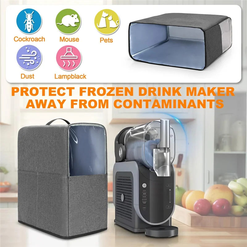 غطاء غبار واقي لآلة FSLH لـ Ninja Slushie FS301C/FS301 صانع المشروبات المجمدة مع نافذة مرئية وجيب تخزين