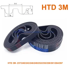 Closed Loop HTD 3M Rubber Synchronous Timing Belt Width 6 10 15 20mm Perimeter 237 240 243 246 249 252 255 258 261 264 267mm