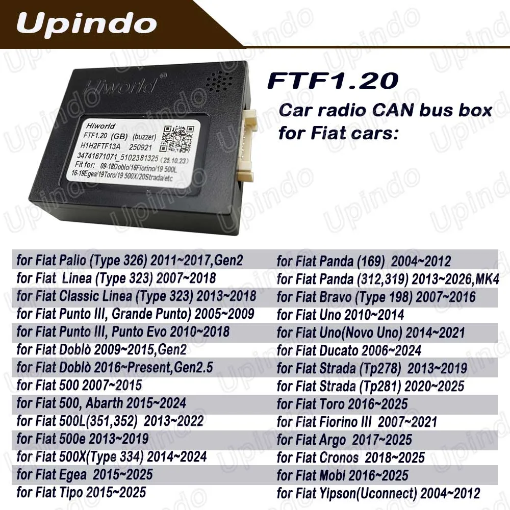 

Car Radio CANBus Decoder CAN Bus Adapter for FIAT Doblo 500 Uno Fiorino Palio Bravo Punto Panda Dacuto Strada Argo Toro Mobi