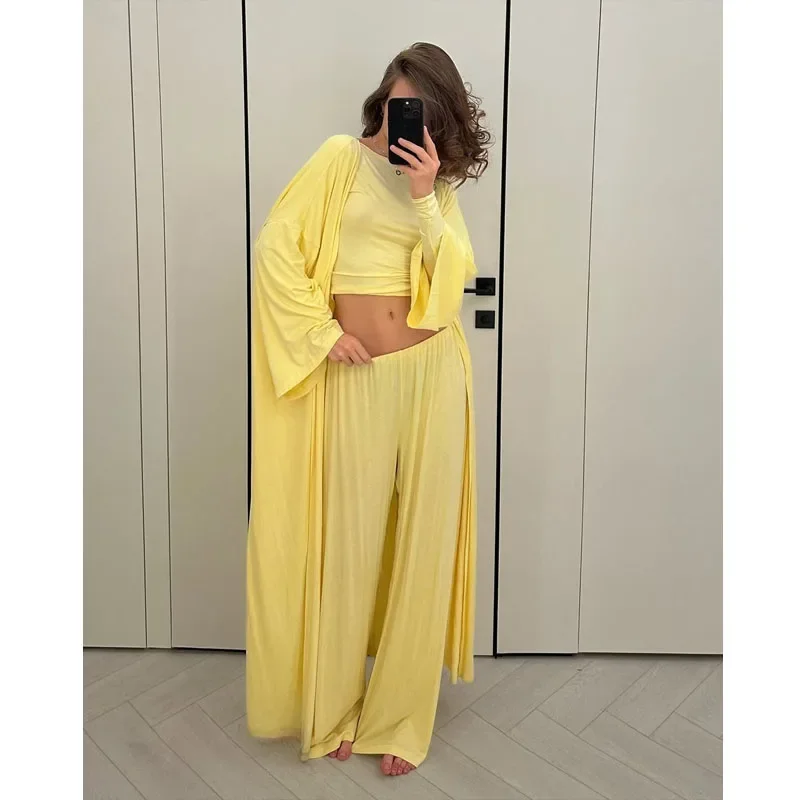Women's clothing 2025 New summer new casual long cardigan long sleeve top high waist trousers fashion suit for club clothing