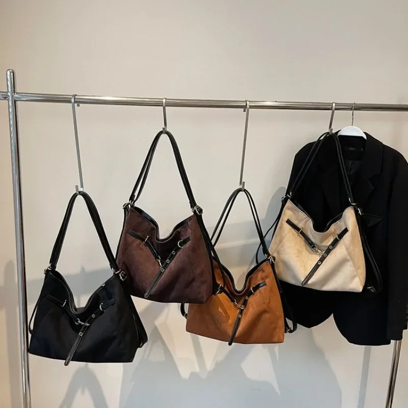 Fashionable Retro Tote With Letter Logo Solid Color Also Functions As A Unique And Spacious Diaper Bag