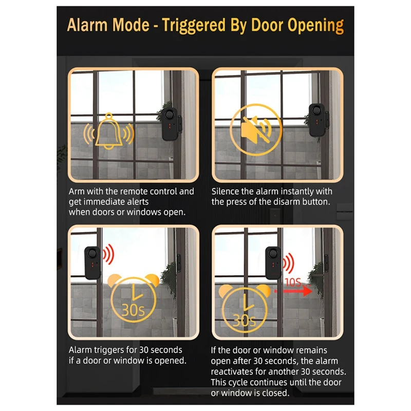 Door Window Burglar Alarm Sensor Wireless Remote Control Anti-Theft Alarm System Kit Home Security Door Open Detector