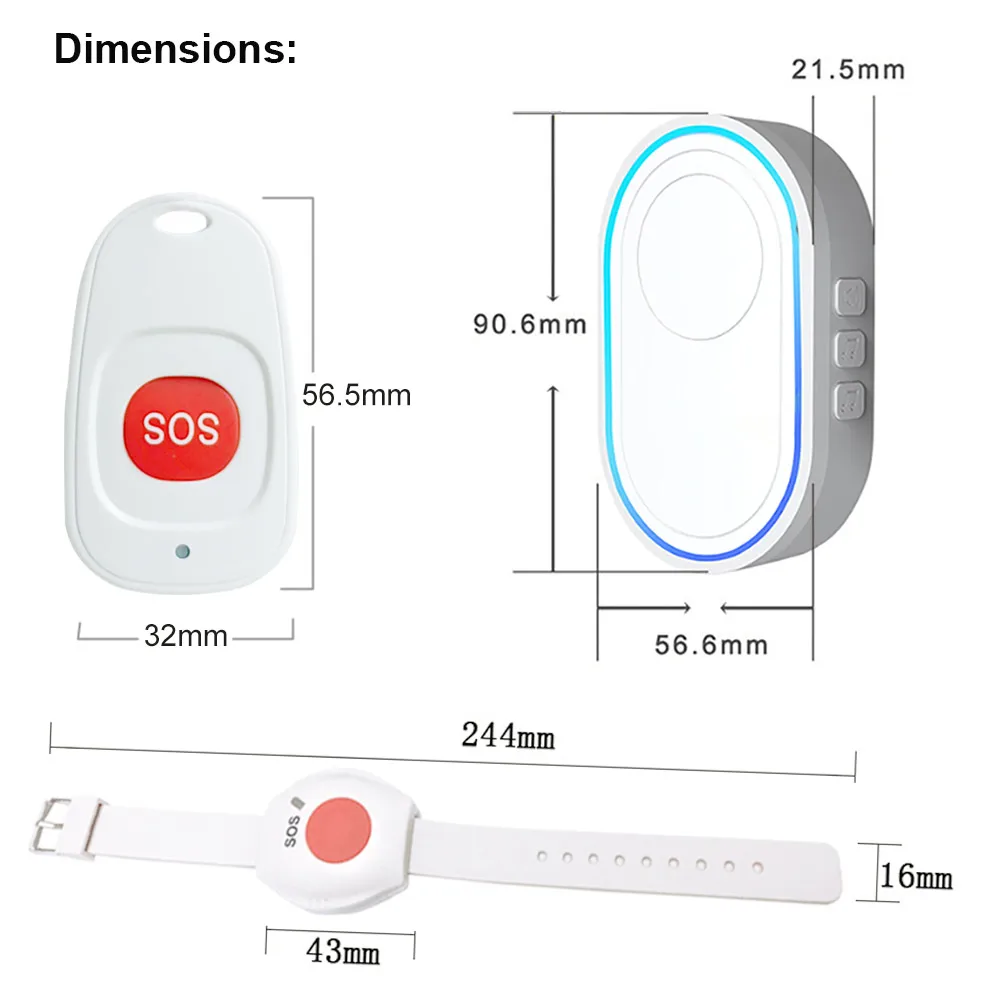 Topvico SOS Button Wireless Elderly Panic Alarm System Caregiver Pager Nurse Emergency 433mhz Watch Call Senior Old People